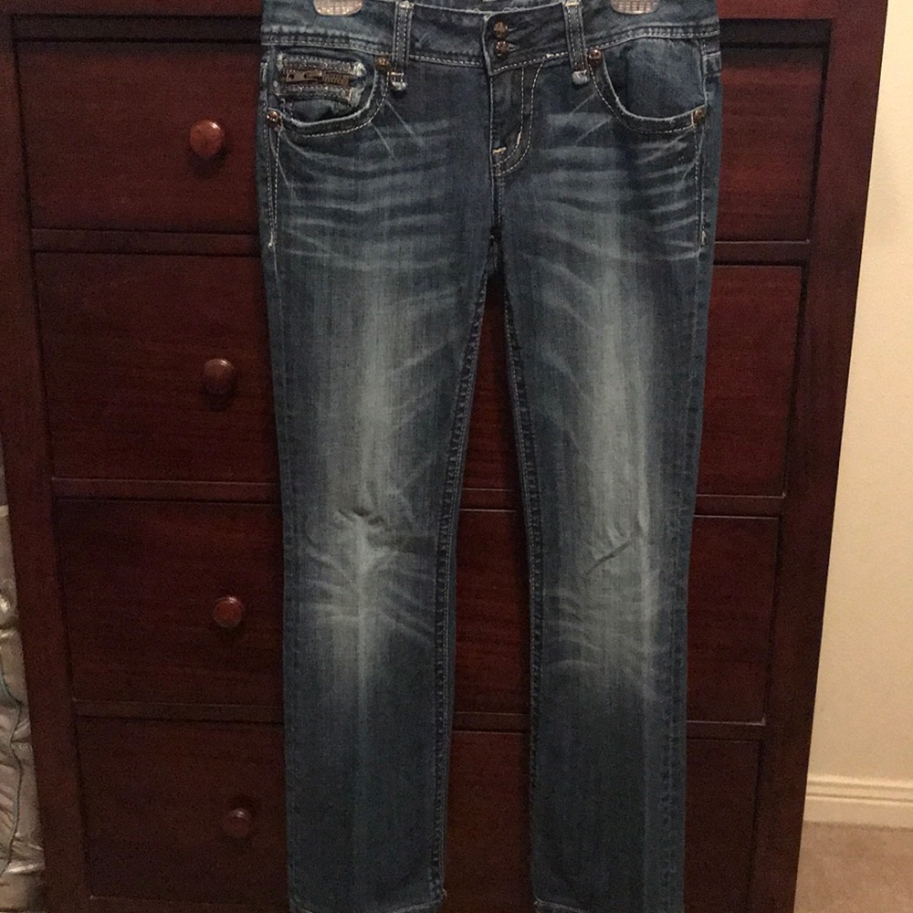 Miss Me zipper blue jeans